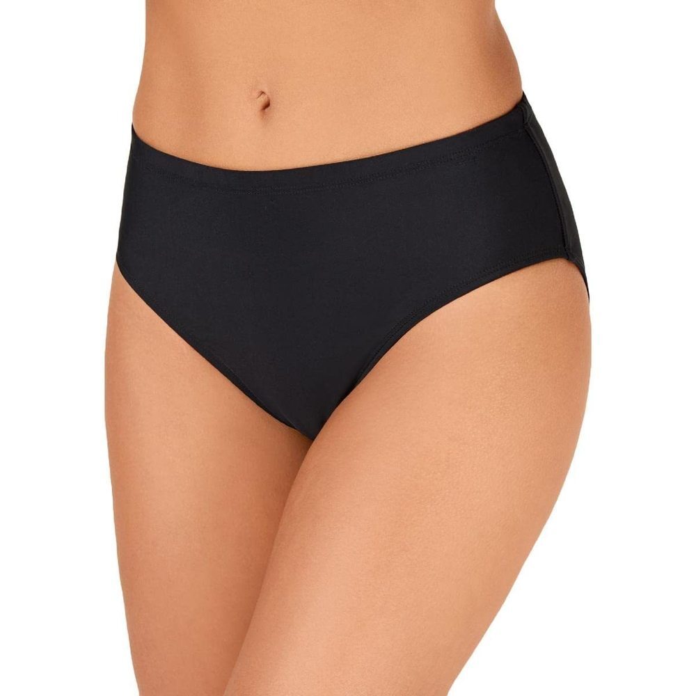 Island Escape Womens Solid Bikini Swim Bottom Separates Black 16